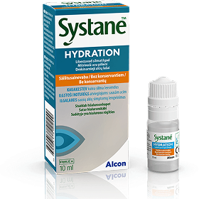 Alconi Systane Hydration säilitusaineta silmatilkade tootepakend