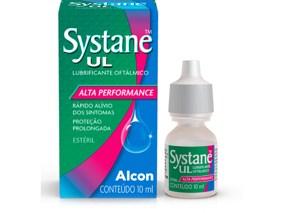 Caixa do frasco e caixa do produto colírio lubrificante Systane® UL