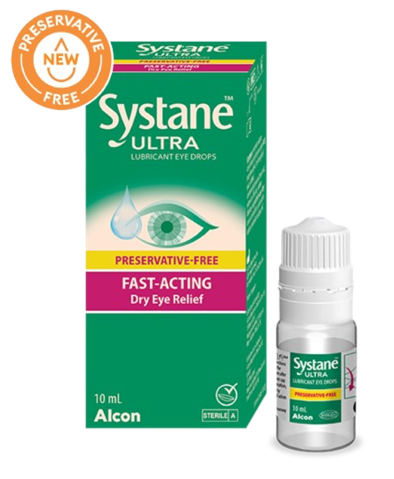 Systane® Ultra Preservative-free Lubricant Eye Drops vial carton and product box