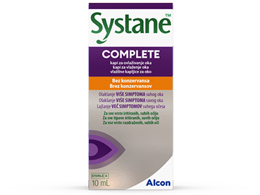 Pakiranje Systane® Complete kapi za vlaženje oka bez konzervansa u bočici od 10 ml.