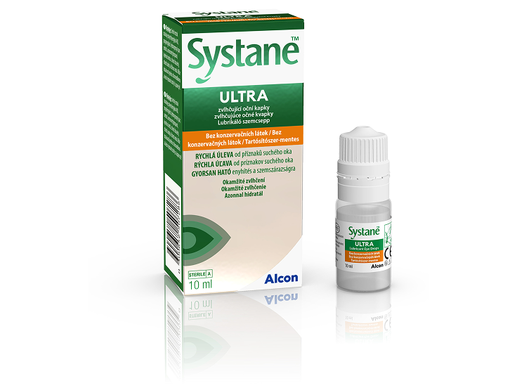Nové balení a krabička zvlhčujících očních kapek Systane® Ultra bez konzervačních látek