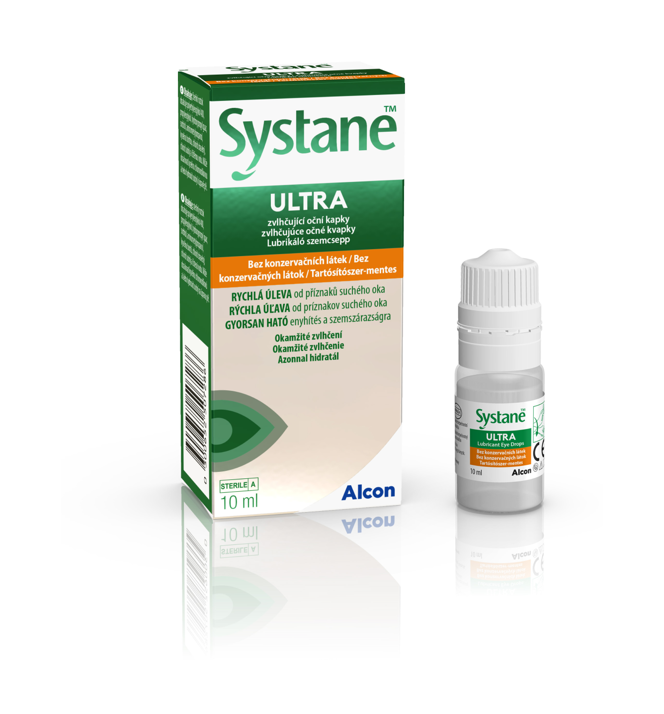 Nové balení a krabička zvlhčujících očních kapek Systane® Ultra bez konzervačních látek